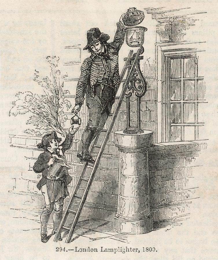 A London Lamplighter On His Ladder Drawing by Mary Evans Picture ...