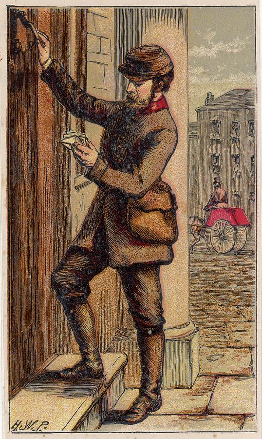 A London Postman Knocks At A Door Drawing By Mary Evans Picture