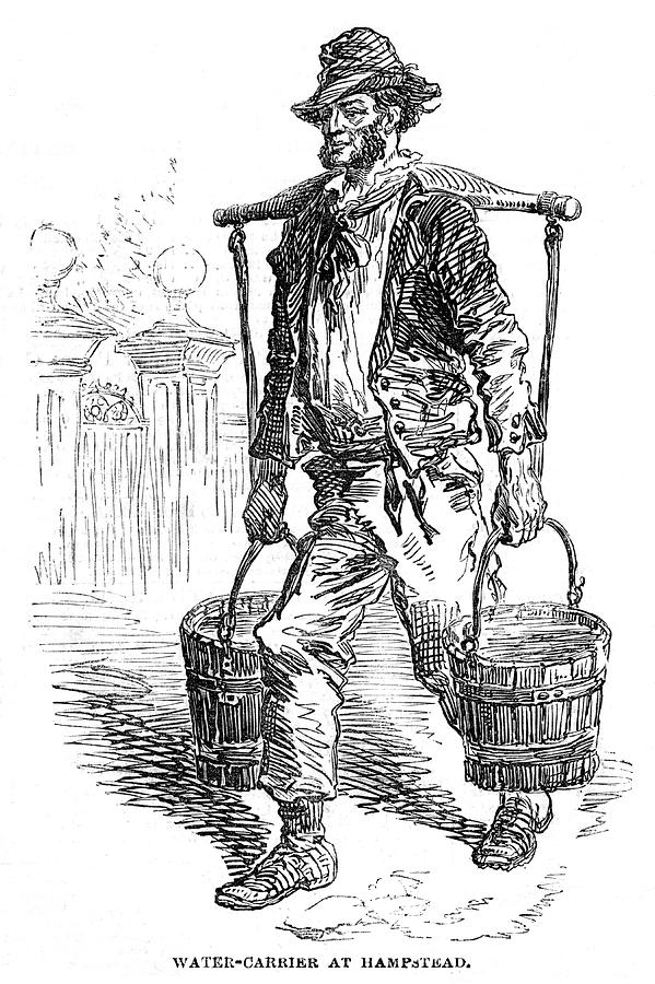 A London Water Carrier In Hampstead Drawing by Illustrated London News ...