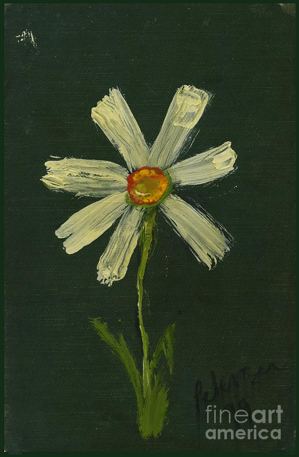 A Lone Daisy Painting By Cathy Peterson 