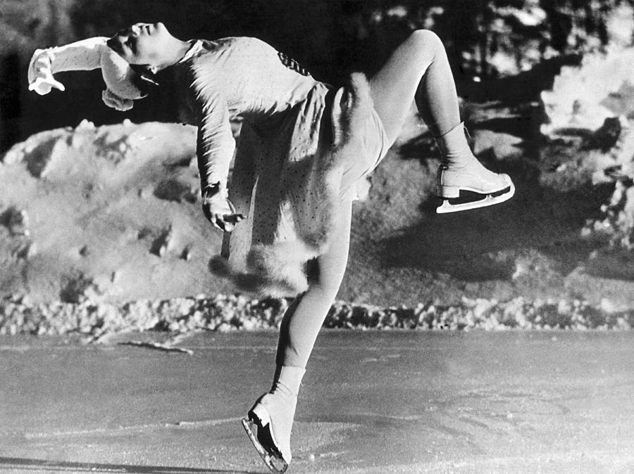 A Lovely Ballet Pose on Ice Skates Photograph by Underwood Archives