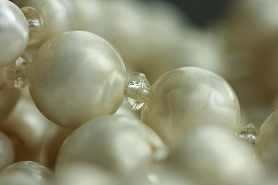 A Macro Of A Pearl And Crystal Necklace Photograph by Michelle Shinners