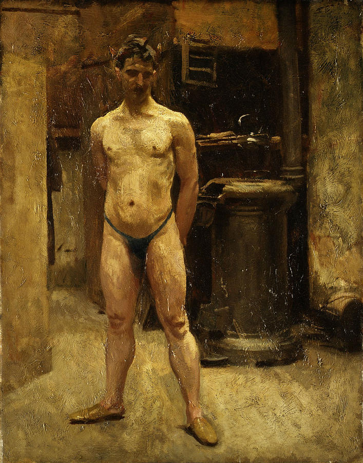 John Singer Sargent Painting - A Male Model Standing Before a Stove by John Singer Sargent