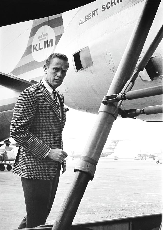 A Male Model Stands Next To A Klm Dc-9 Jet Photograph by Richard Waite