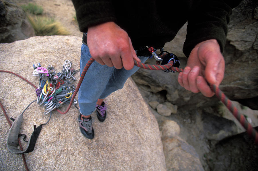 A Male Rock Climber Belays Another Rock Photograph By Corey Rich Fine Art America