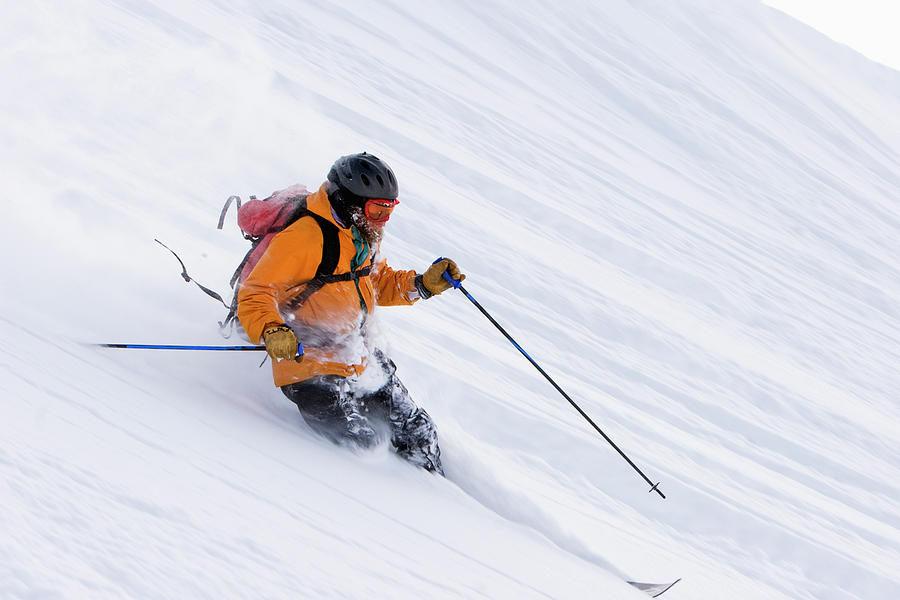 A Male Telemark Skier Makes A Turn Photograph by Mark Fisher - Pixels