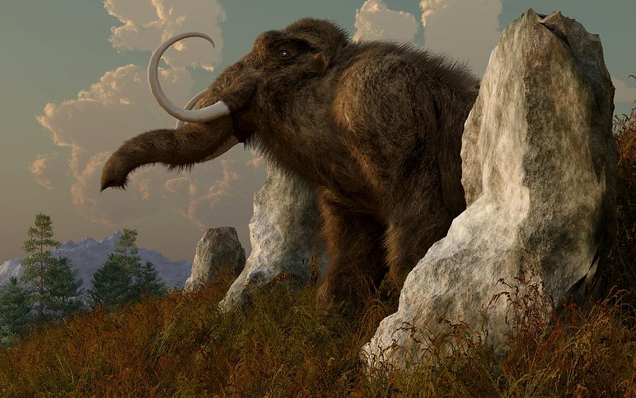 Prehistoric Digital Art - A Mammoth on Monument Hill by Daniel Eskridge