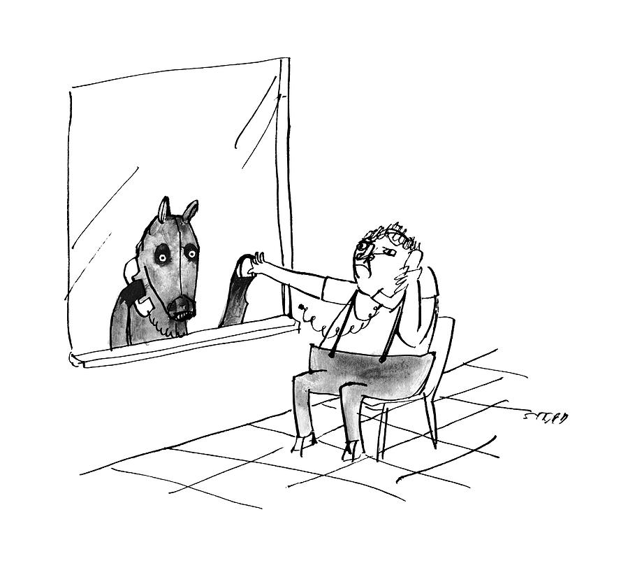 A Man And A Horse Speak Through A Prison Visiting Drawing by Edward Steed