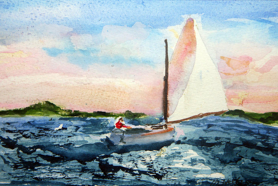 Sailing Painting - A Man and His Boat by Michael Helfen