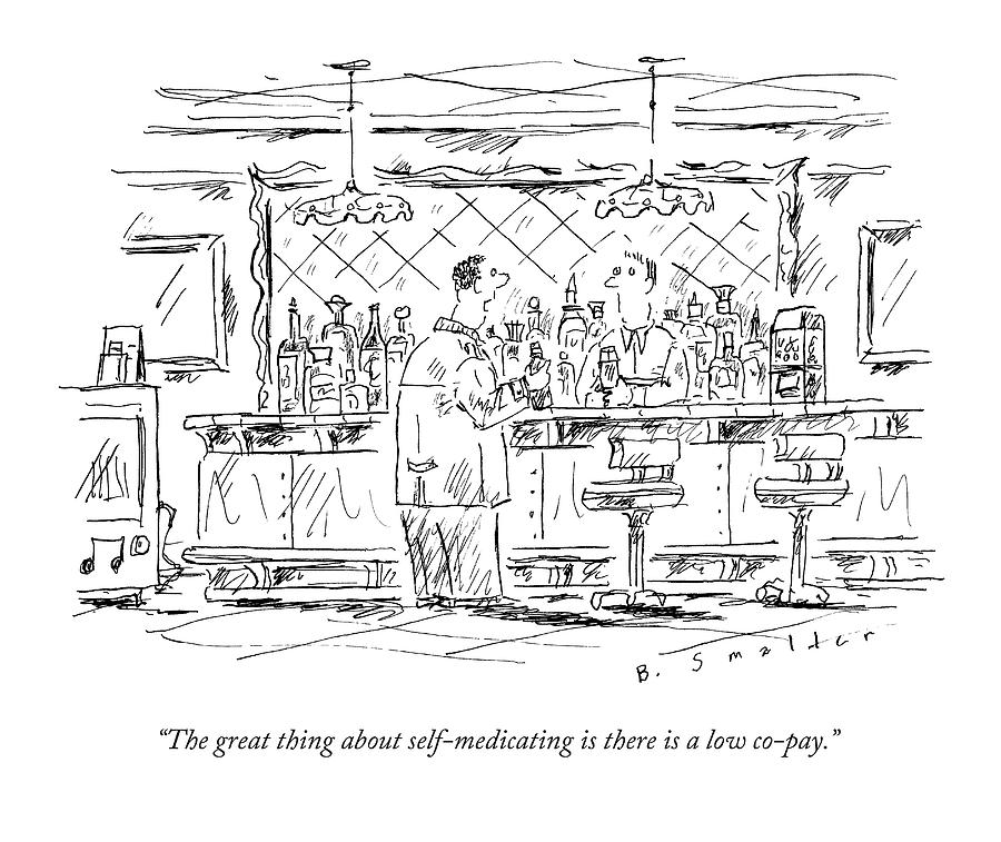 A Man At A Bar Talking To The Bartender Drawing by Barbara Smaller
