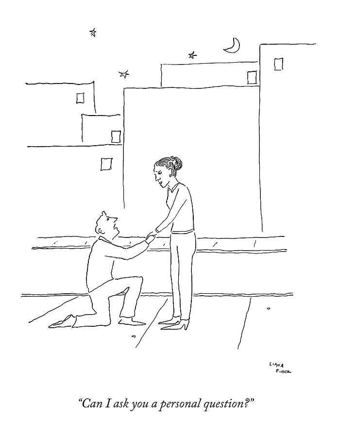 A Man Bends Down On One Knee To Propose Drawing By Liana Finck Fine Art America