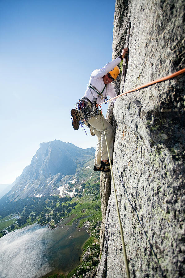 A Man Climbs The 50s Classic Route Photograph by Mark Fisher | Fine Art ...