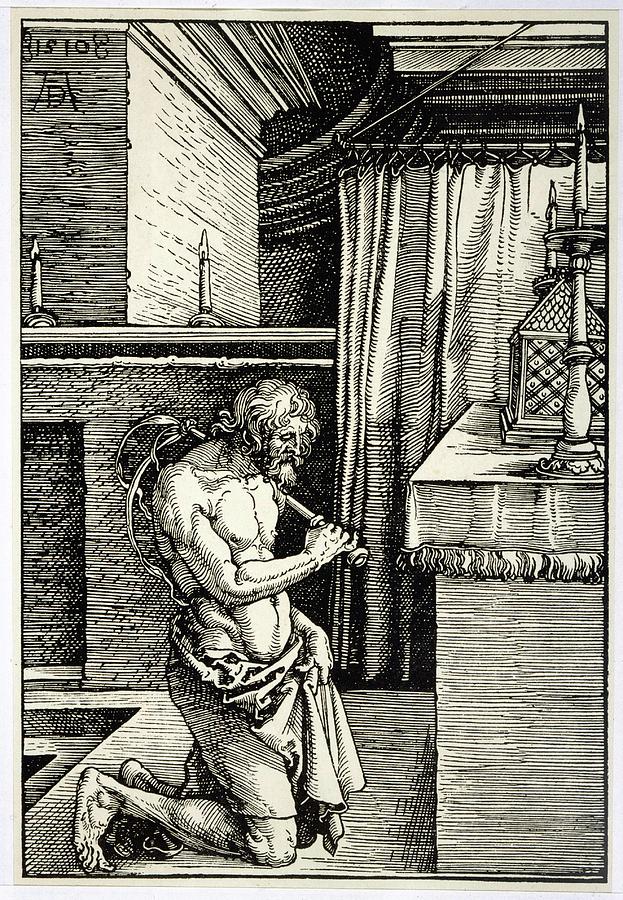 Religion Drawing - A Man Flagellates Himself As  Penance by Mary Evans Picture Library