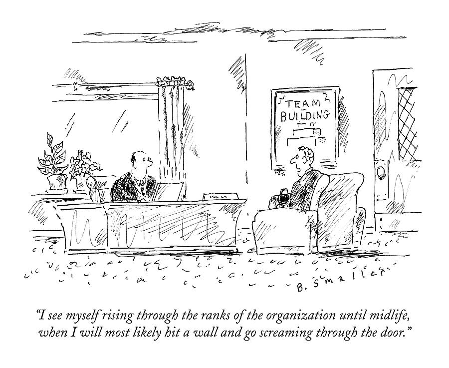 A Man Interviews For A Job Drawing by Barbara Smaller A Man Interviews For A Job Drawing by Barbara Smaller