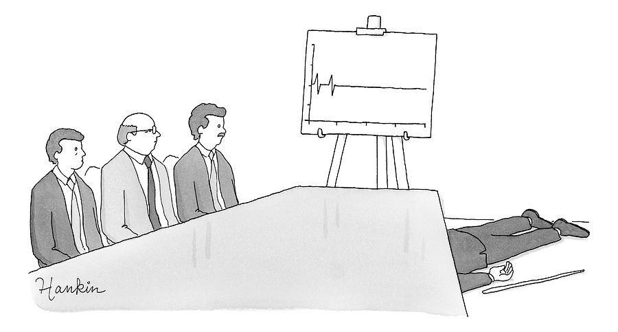 Flatline Business Meeting Drawing by Charlie Hankin