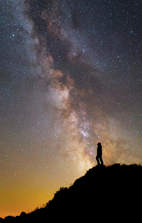 A Man On A Mountain Under The Milky Way Photograph by Yuri Zvezdny ...