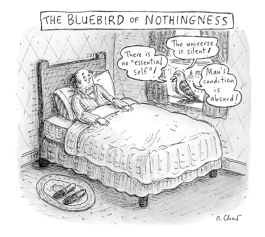 A Man Sits In Bed Drawing by Roz Chast