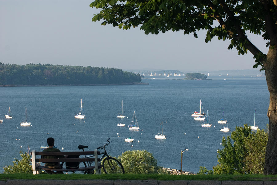 A Man Sitting In The Park Overlooking Photograph by Karsten Moran
