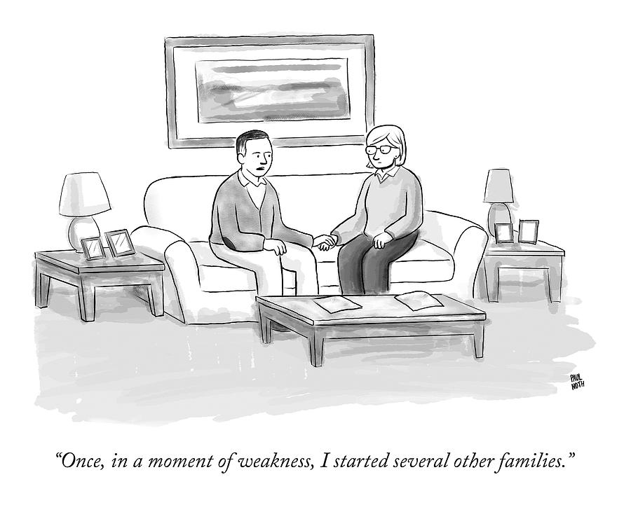 A Man Sitting On A Couch Drawing by Paul Noth