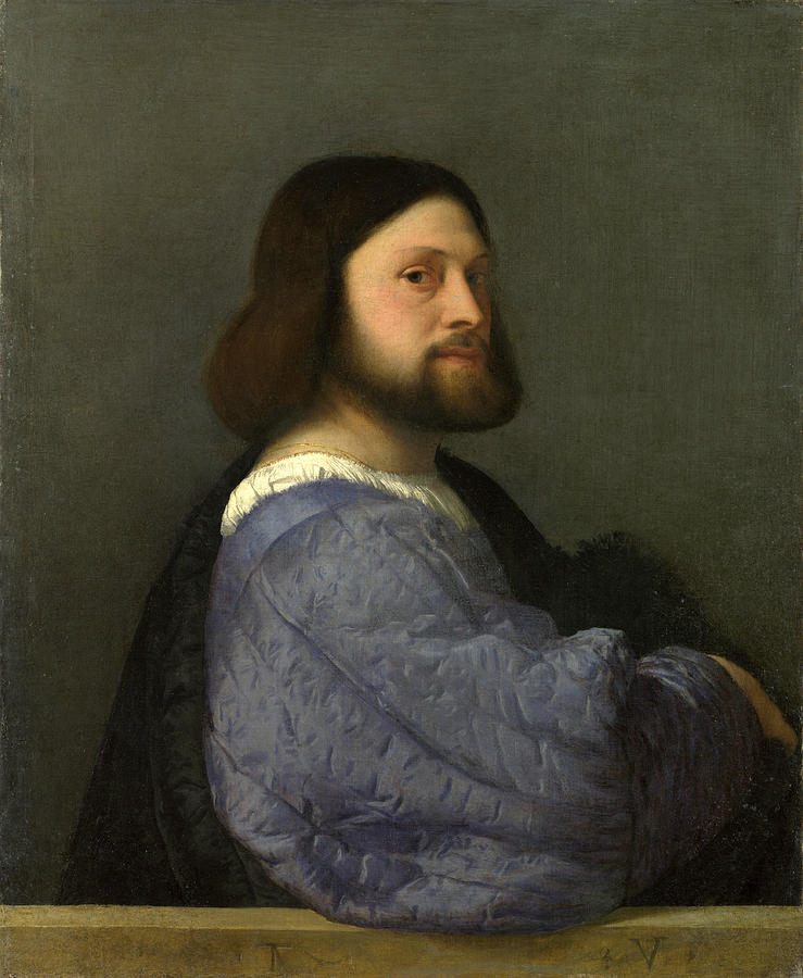 A Man with a Quilted Sleeve Painting by Titian