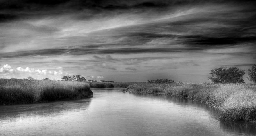 A Marsh at Jekyll Island in Black and White Photograph by Greg and Chrystal Mimbs