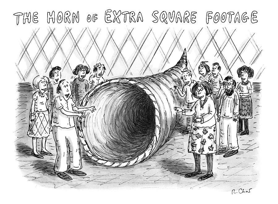 A Massive But Empty Horn Of Plenty Stands Drawing by Roz Chast