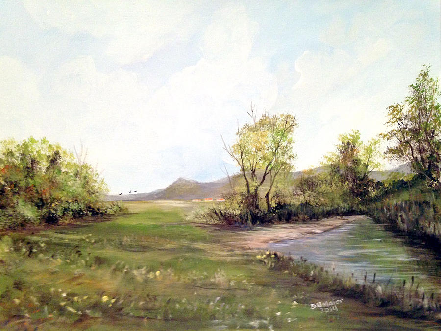A Meadow along the river Painting by Dorothy Maier