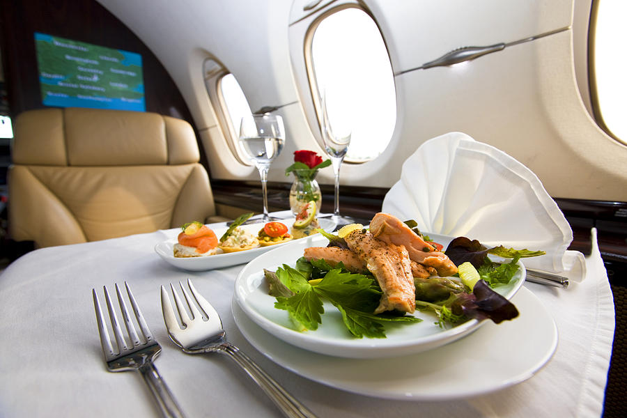 A Meal served onboard a business jet. Photograph by RaptTV