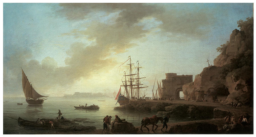 Claude-joseph Vernet Painting - A Mediterranean Port at Dawn by Claude-Joesph Vernet