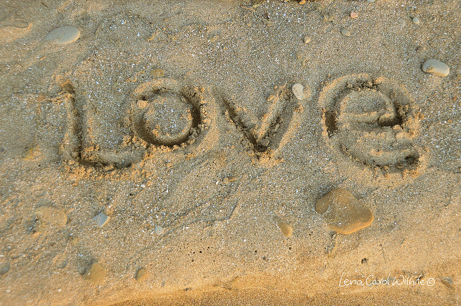Pebbles Photograph - A Message In The Sand by Lena Wilhite