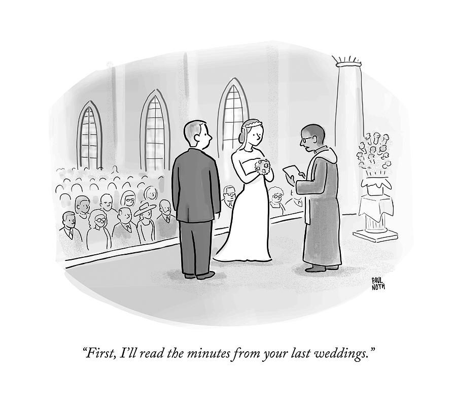 A Minister Performing A Wedding Speaks Drawing by Paul Noth