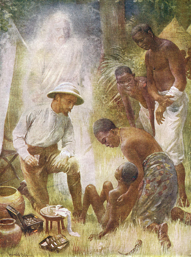 Missionary Drawing - A Missionary In Africa Is Able  To Heal by Mary Evans Picture Library
