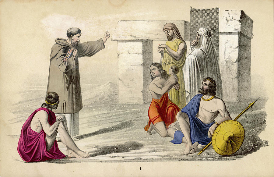 A Missionary Preaching To The Ancient Drawing by Mary Evans Picture Library