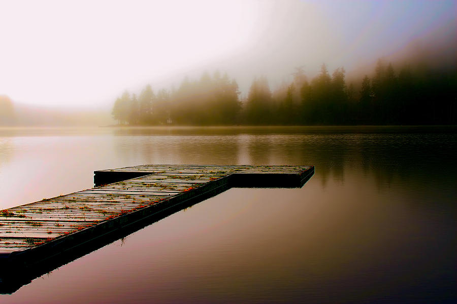 Mist Photograph - A Misty Morning on the Lake by Peggy Collins