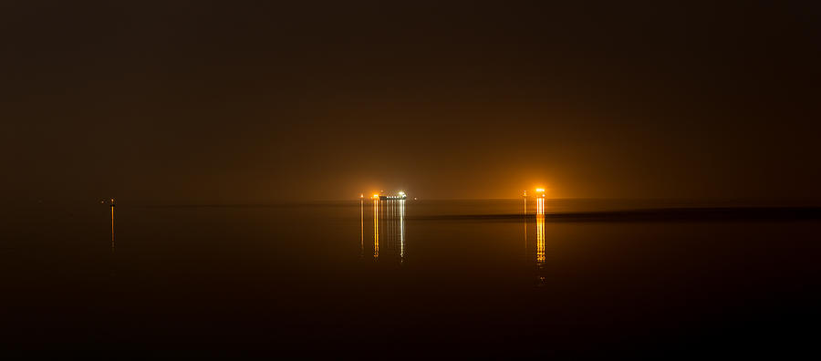 Boat Photograph - a misty Night in Greece by Sotiris Filippou