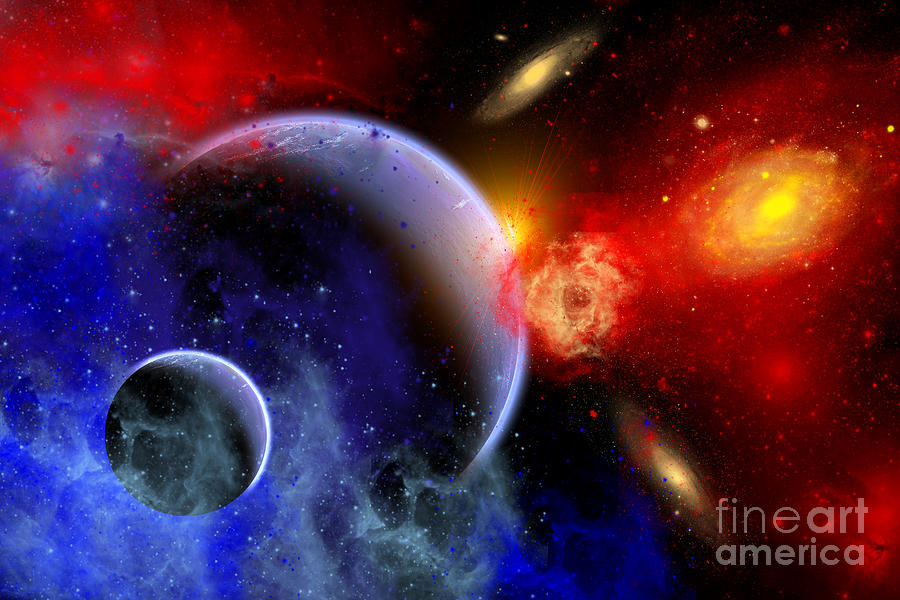 A Mixture Of Colorful Stars, Planets Digital Art