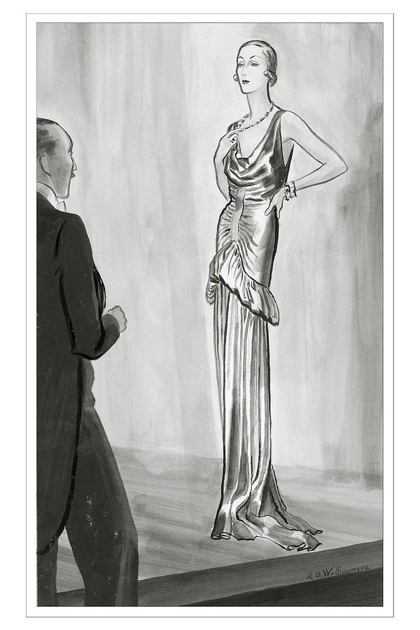 A Model In A Lanvin Gown Digital Art by Rene Bouet-Willaumez