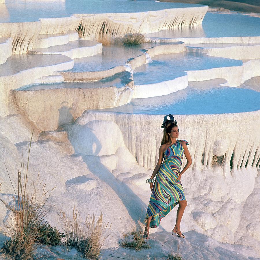 A Model On The Cliffs Of Pamukkale Photograph by Henry Clarke A Model On The Cliffs Of Pamukkale Photograph by Henry Clarke