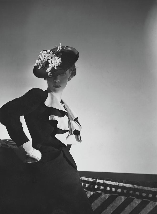 A Model Wearing A Black Suit Photograph by Horst P. Horst
