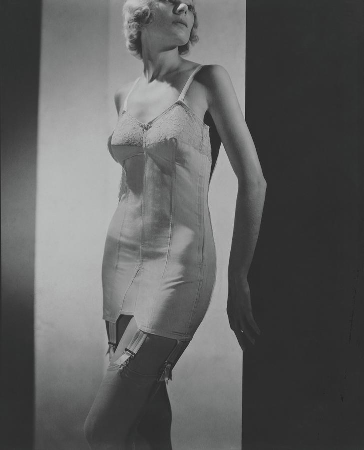 Fashion Photograph - A Model Wearing A Corset by Horst P. Horst