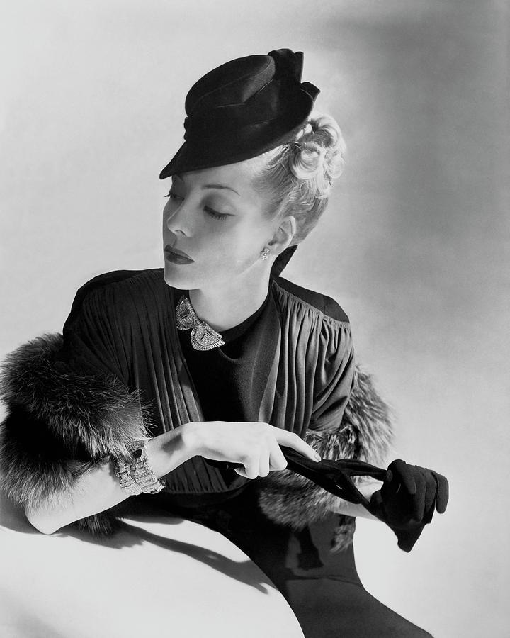 A Model Wearing A Crepe Dress by Horst P. Horst