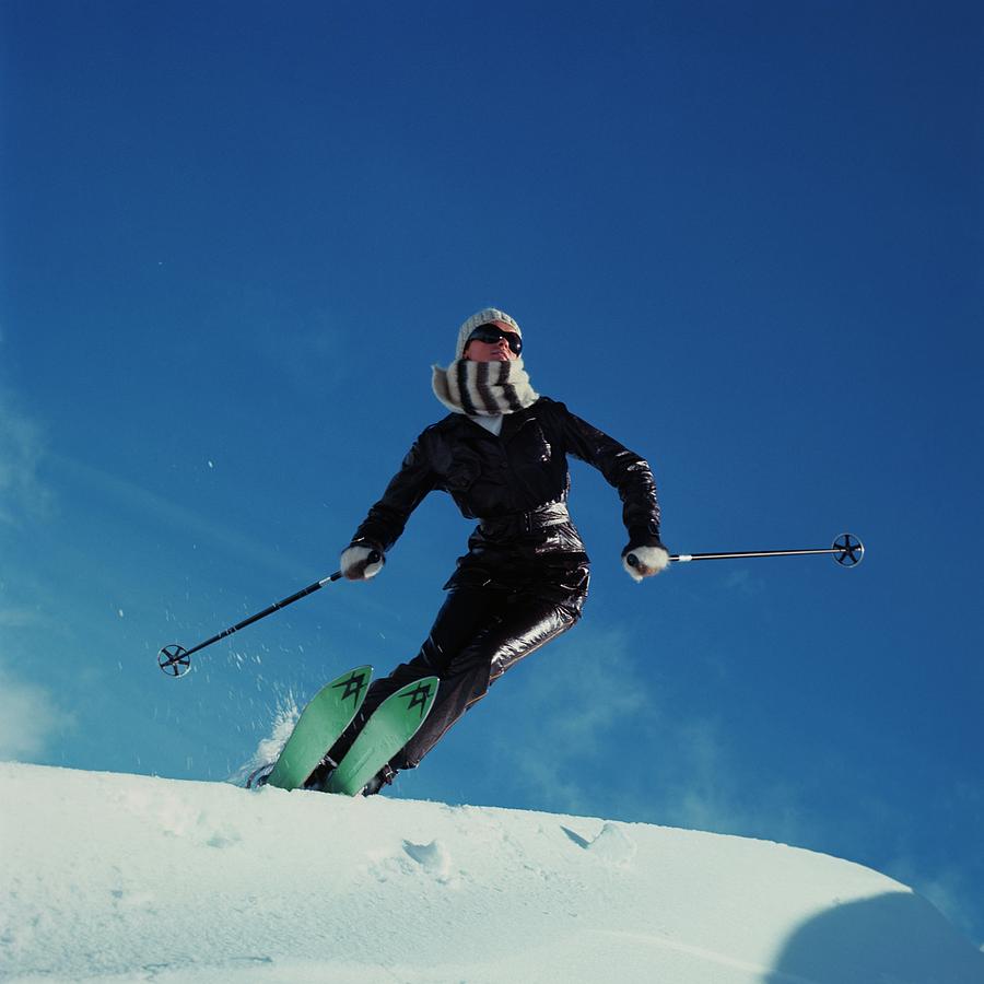 A Model Wearing A Ernst Engel Ski Suit Photograph by Franco Rubartelli