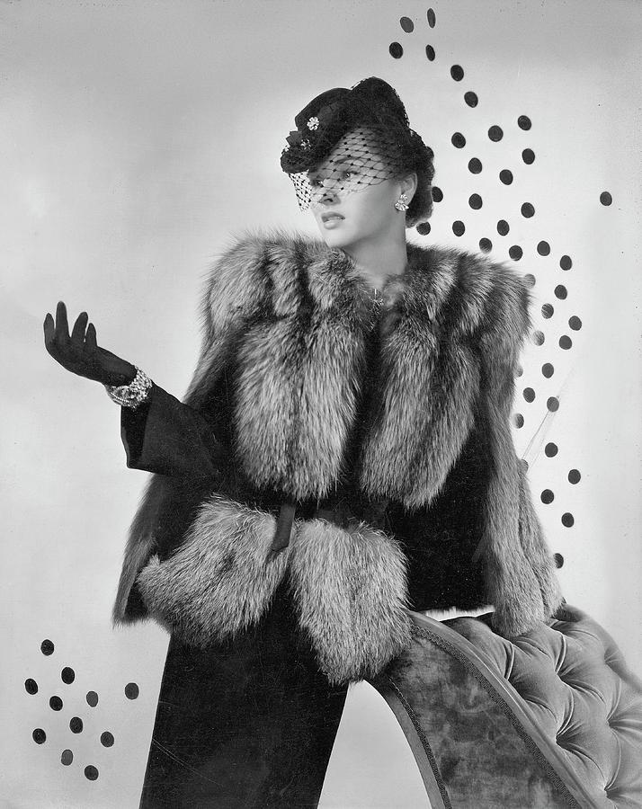 A Model Wearing A Fox Fur Jacket Photograph by Horst P. Horst