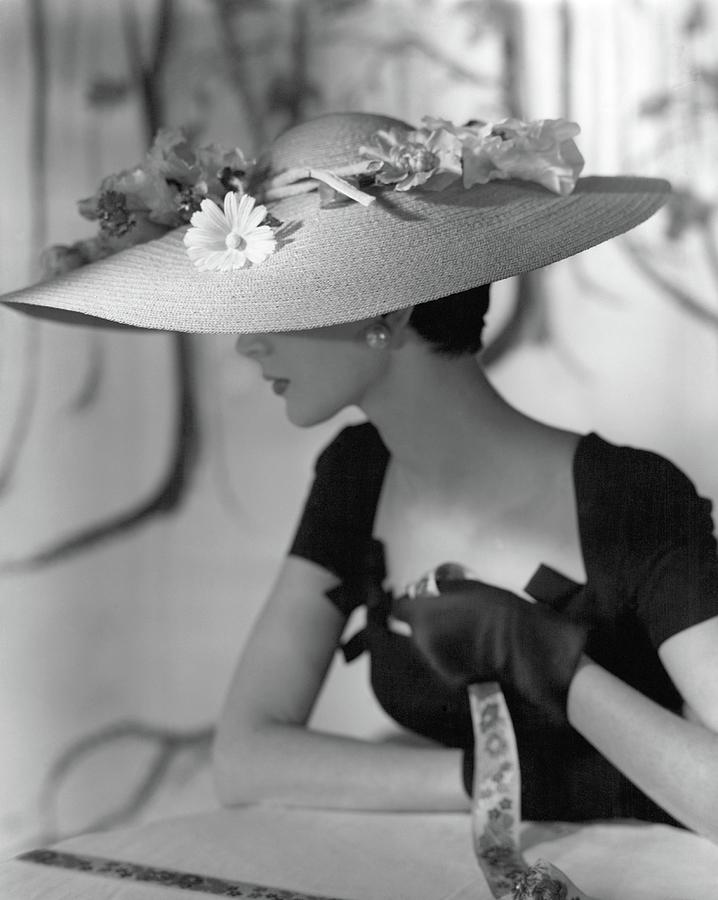 A Model Wearing A Hattie Carnegie Hat Photograph by Horst P. Horst