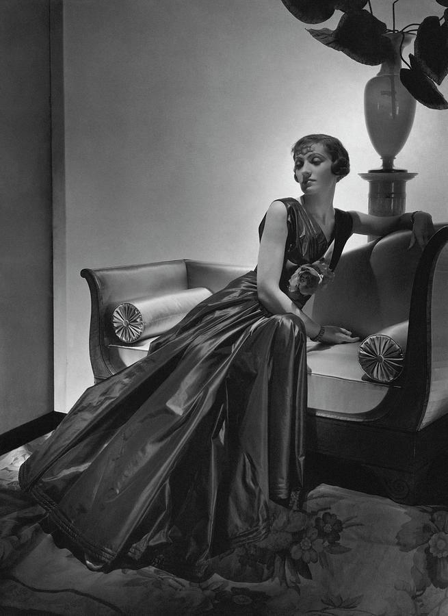 A Model Wearing A Maggy Rouff Dress Photograph by Horst P. Horst