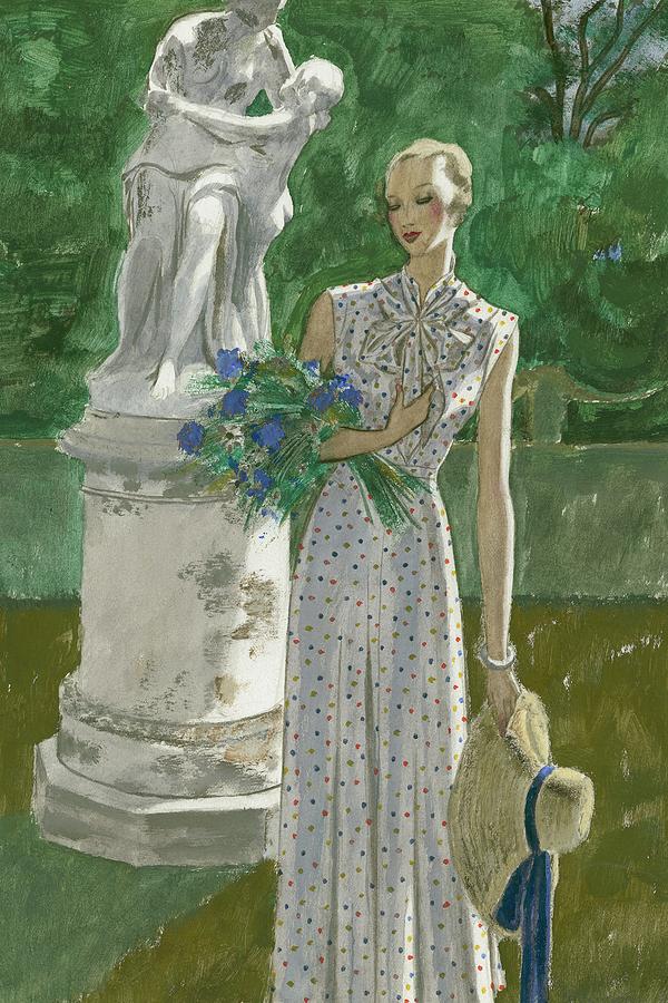 A Model Wearing A Vionnet Dress Digital Art by Pierre Mourgue