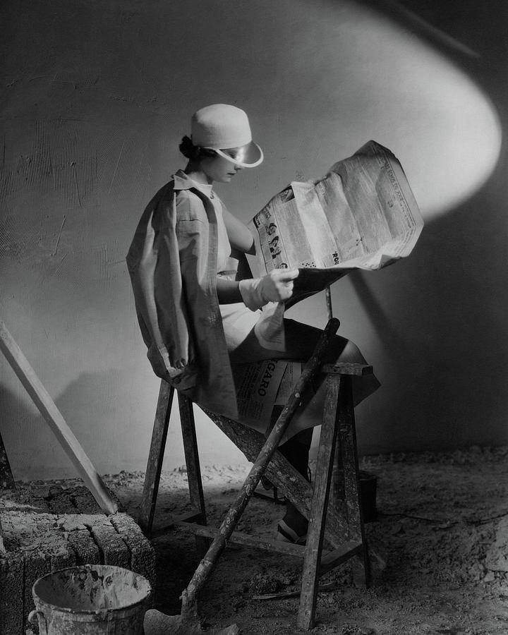 A Model Wearing An Oversized Shirt And Silk Dress Photograph by Cecil Beaton A Model Wearing An Oversized Shirt And Silk Dress Photograph by Cecil Beaton