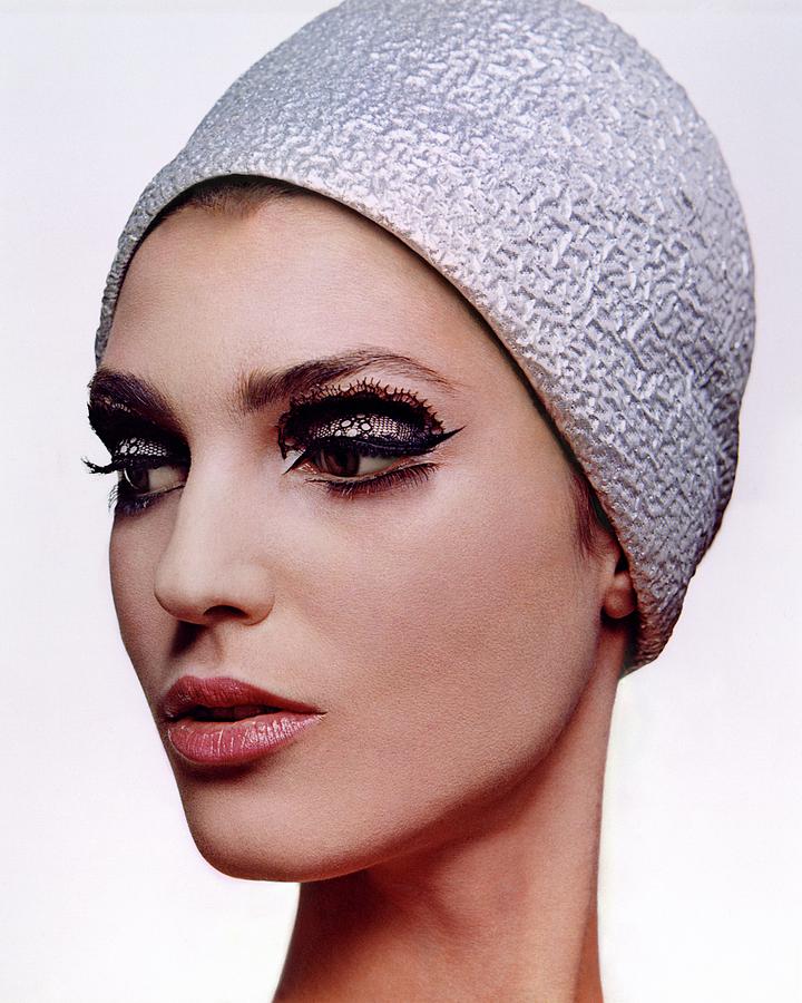 A Model Wearing Dark Eye Make-up Photograph by Bert Stern
