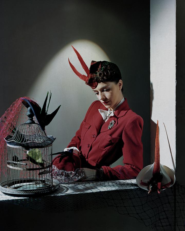 A Model Wearing Red Photograph by Horst P. Horst