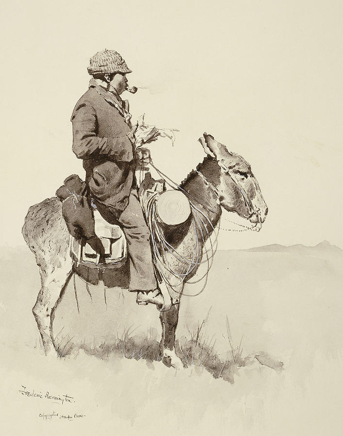 Frederic Remington Drawing - A Modern Sancho Panza by Frederic Remington